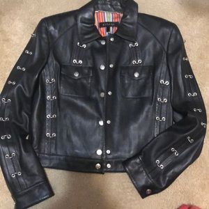 Escada leather jacket with metal adornment